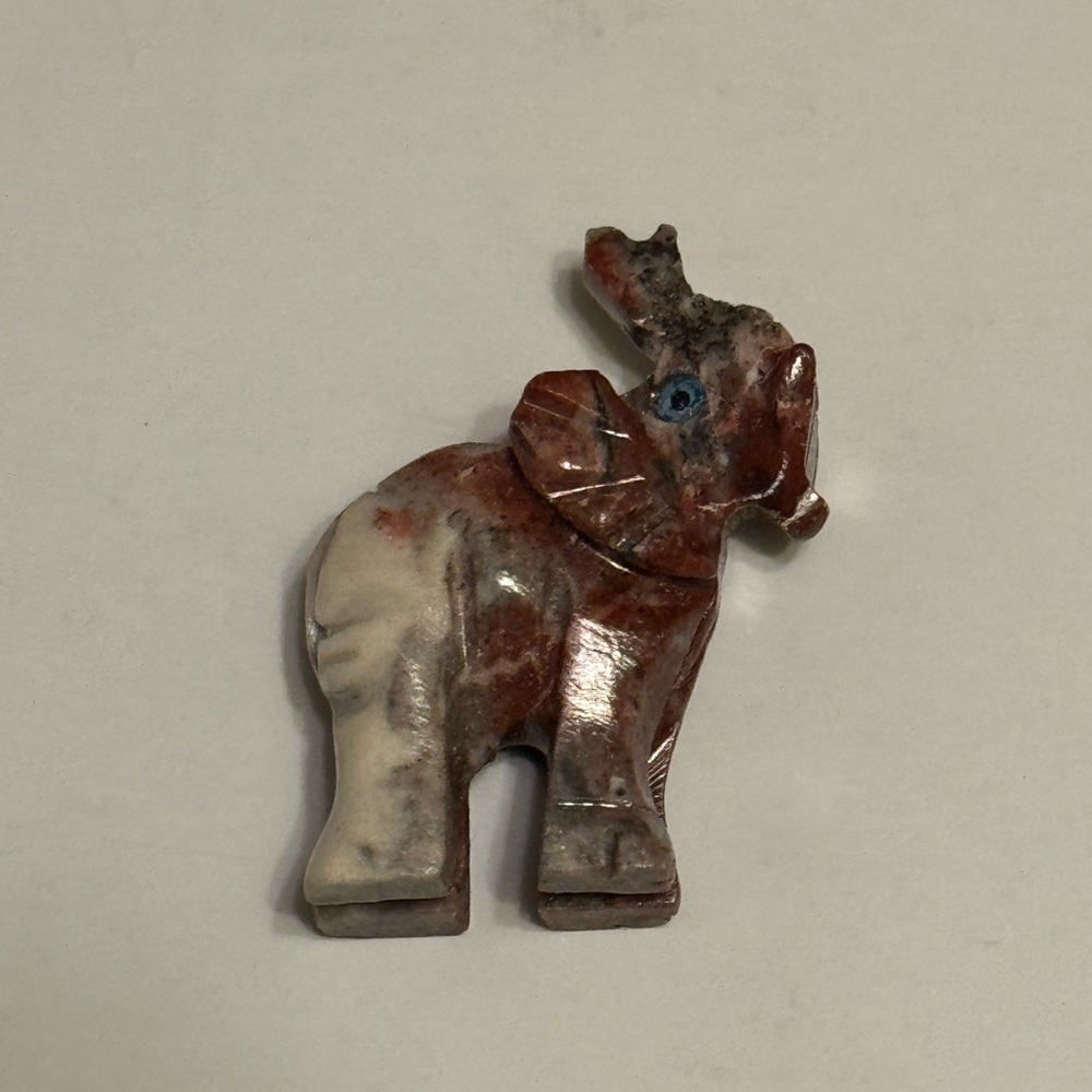 Red Jasper and Quartz Elephant Figurine